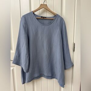 Lbisse Linen Blend Powder Blue Women's Blouse Tunic sz XL Lagenlook Minimalist